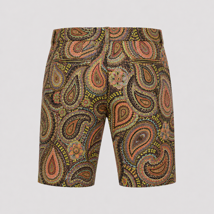 Sport Monaco Men's Slim Fit Paisley Print Cotton Shorts - MULTI
