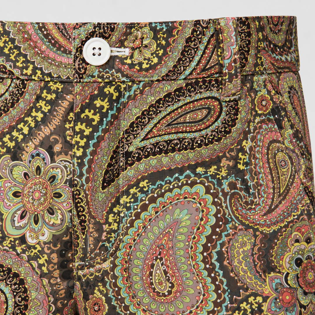 Sport Monaco Men's Slim Fit Paisley Print Cotton Shorts - MULTI