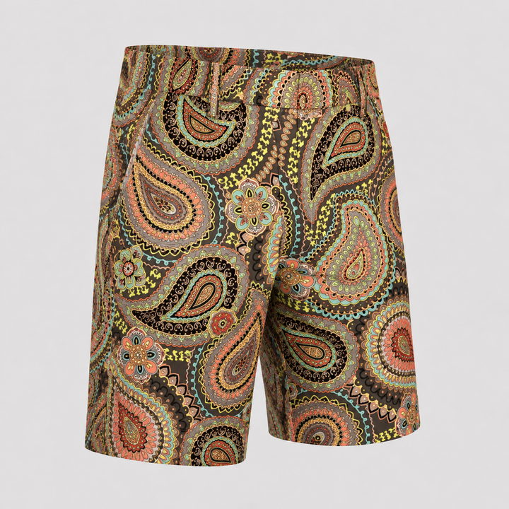 Sport Monaco Men's Slim Fit Paisley Print Cotton Shorts - MULTI