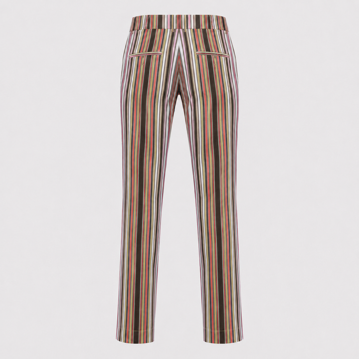 Sport Monaco Men's Slim Fit Stripe Print Cotton Pants - PINK / GREY