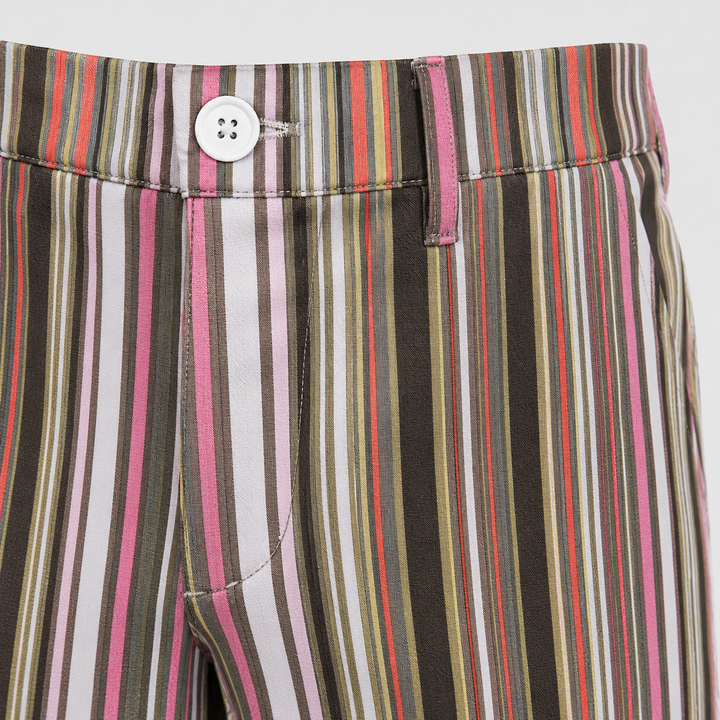 Sport Monaco Men's Slim Fit Stripe Print Cotton Pants - PINK / GREY