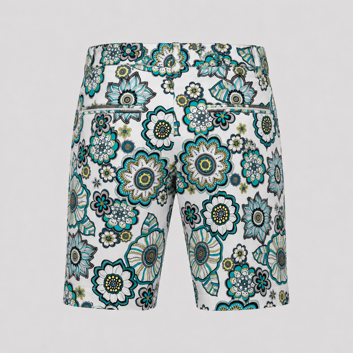 Sport Monaco Men's Slim Fit Floral Print Cotton Shorts - BLUE / WHITE
