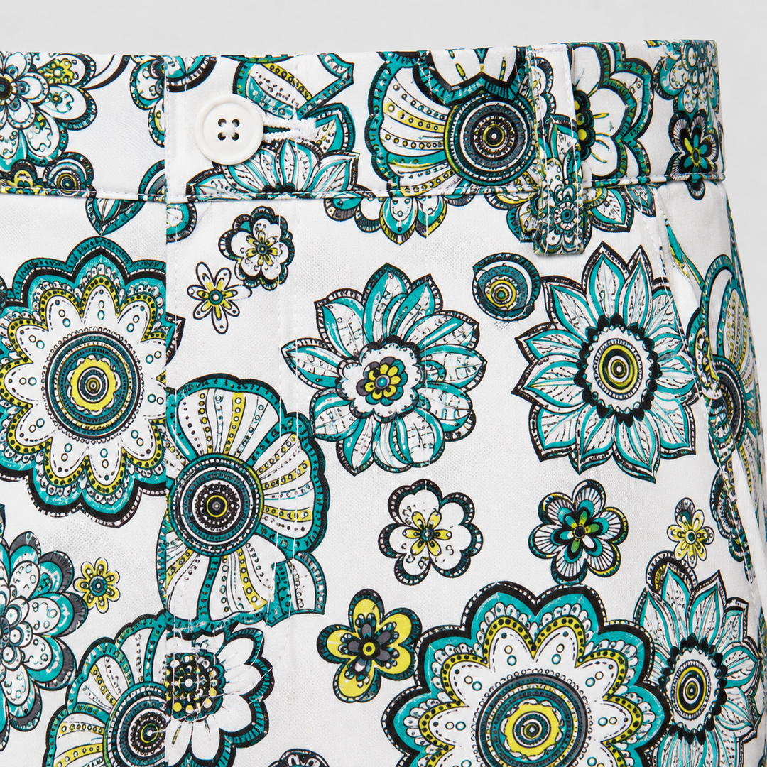 Sport Monaco Men's Slim Fit Floral Print Cotton Shorts - BLUE / WHITE