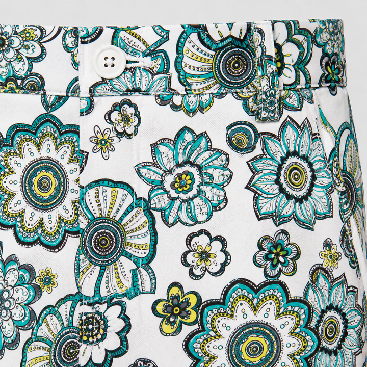 Sport Monaco Men's Slim Fit Floral Print Cotton Shorts - BLUE / WHITE