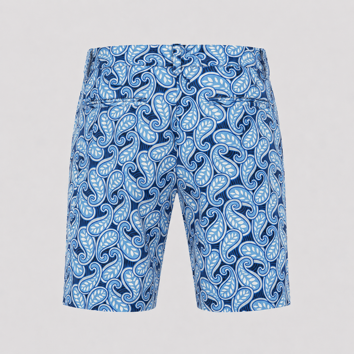 Sport Monaco Men's Slim Fit Paisley Print Cotton Shorts - BLUE / WHITE
