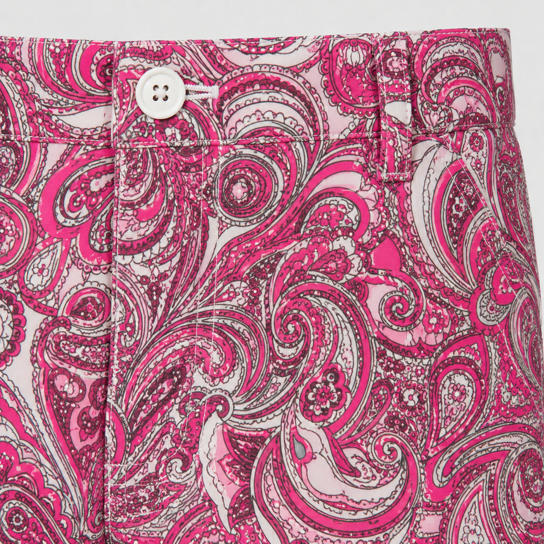 Sport Monaco Men's Slim Fit Paisley Print Cotton Shorts - PINK / WHITE