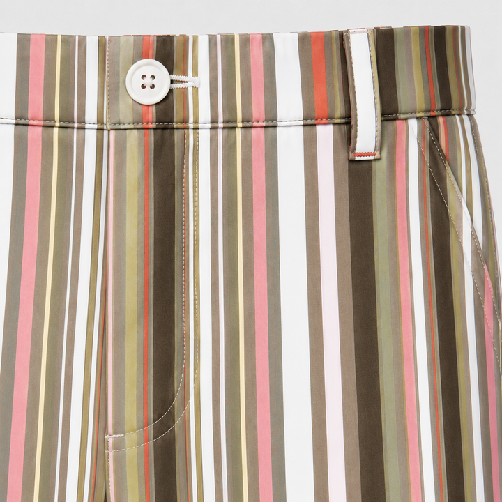 Sport Monaco Men's Slim Fit Stripe Print Cotton Shorts - PINK / GREY