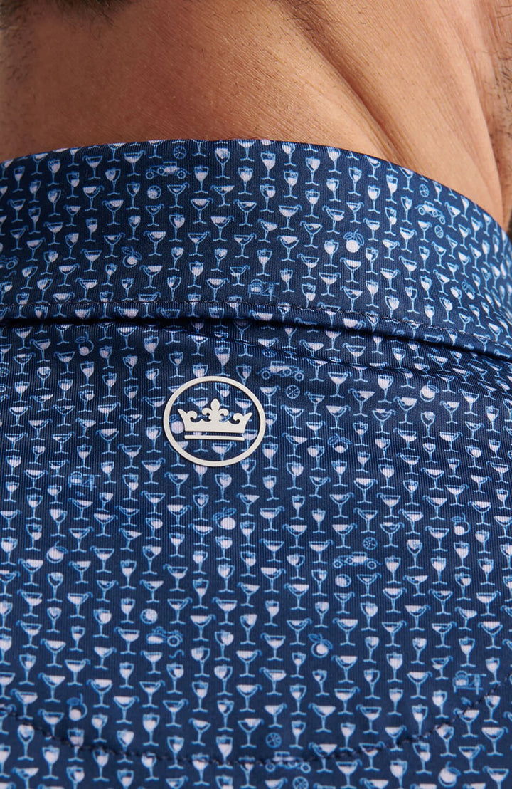 Peter Millar Men's Classic Fit Sidecar Performance Jersey Polo - NAVY