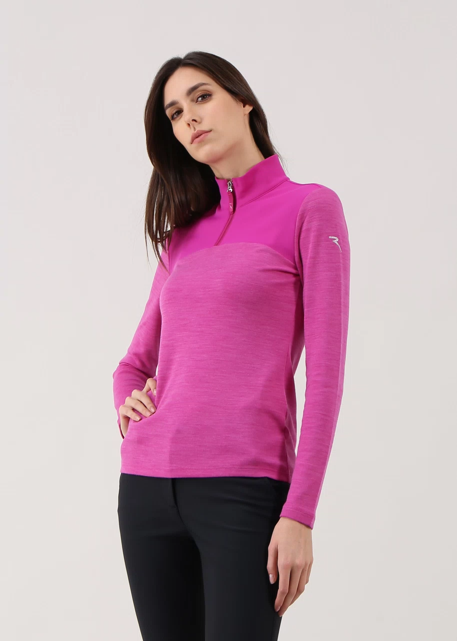 Chervò Women's TRUCCATA Pro-Therm® Quarter-Zip Wool Blend Midlayer - FUCHSIA