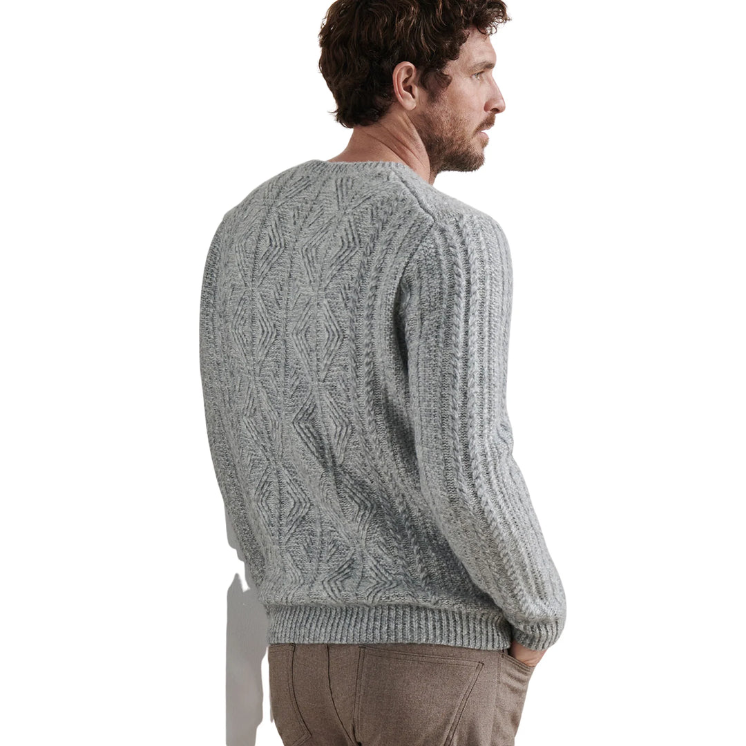 Peter Millar Men's Tailored Fit Callum Cable Knit Crewneck Sweater - GALE GREY