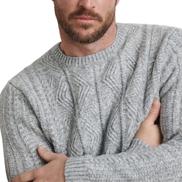 Peter Millar Men's Tailored Fit Callum Cable Knit Crewneck Sweater - GALE GREY