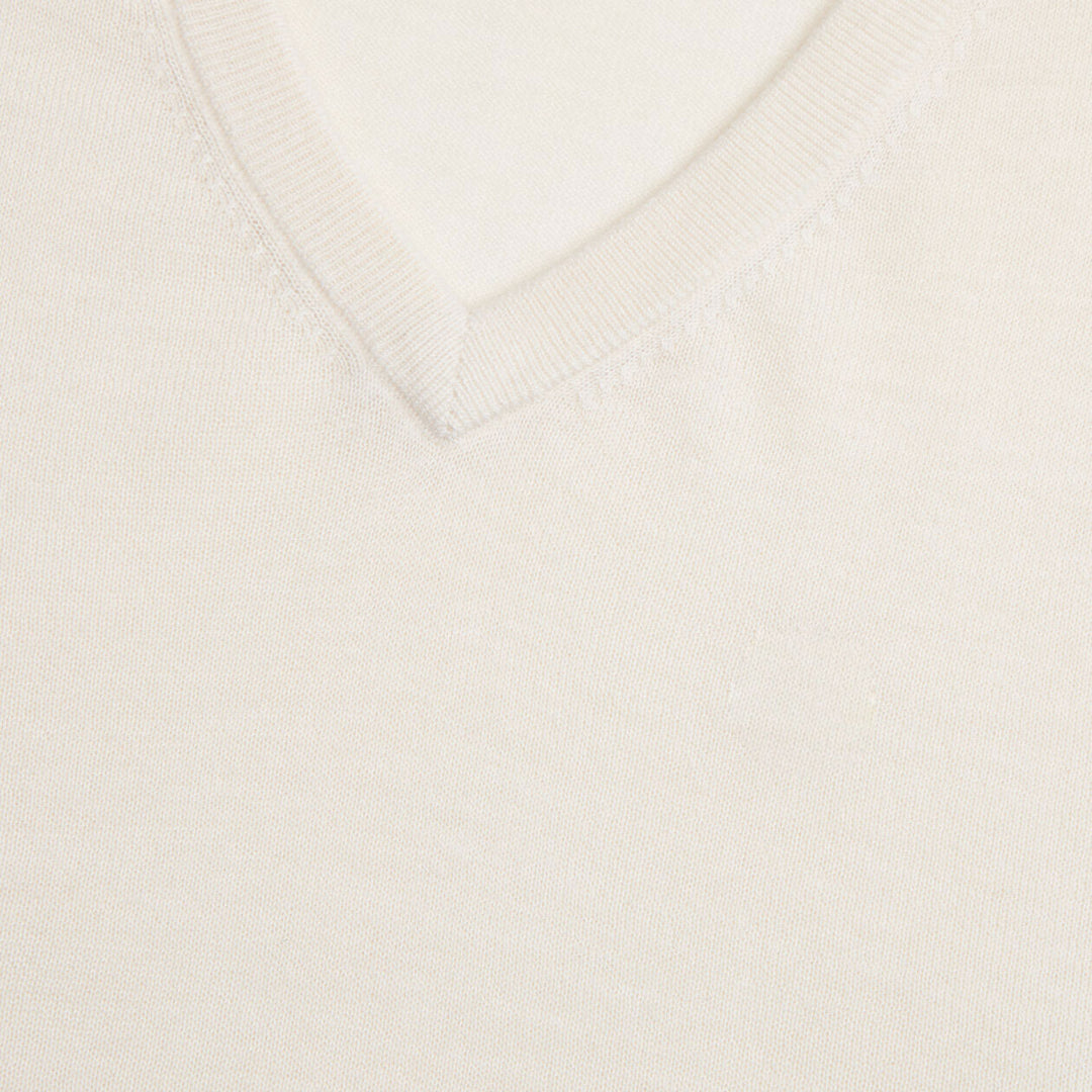 G/FORE MEN'S V NECK CASHMERE SWEATER - CHALK WHITE