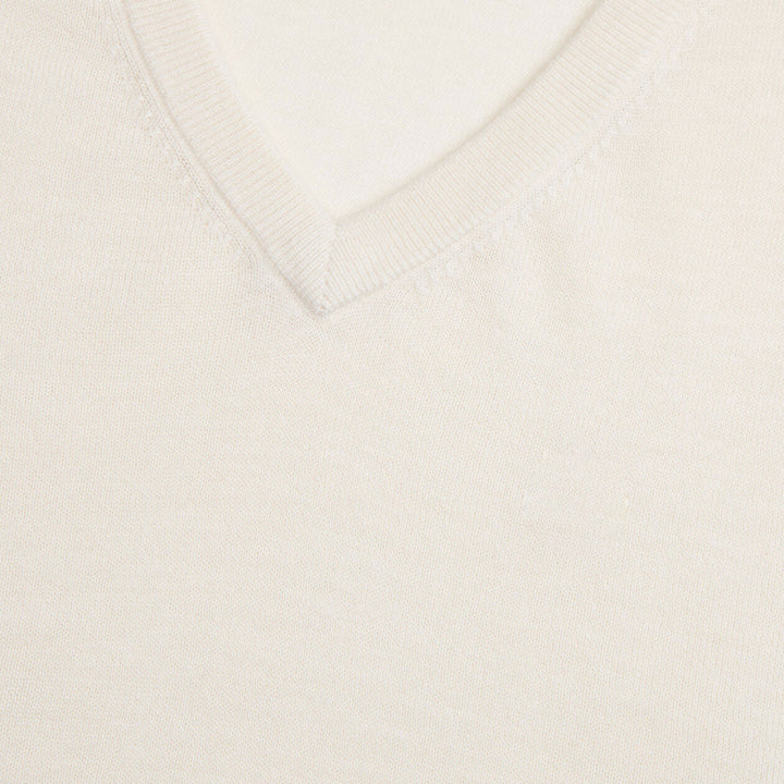 G/FORE MEN'S V NECK CASHMERE SWEATER - CHALK WHITE