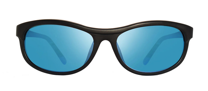 Revo Unisex VINTAGE WRAP | Glass Lens Polarized Sunglasses - Matte Black/H2O Heritage Blue
