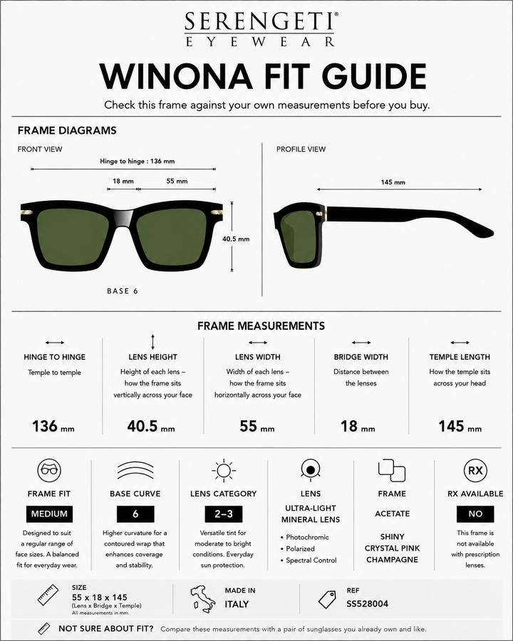 Serengeti WINONA Polarized Driver Sunglasses - PINK CHAMPAGNE
