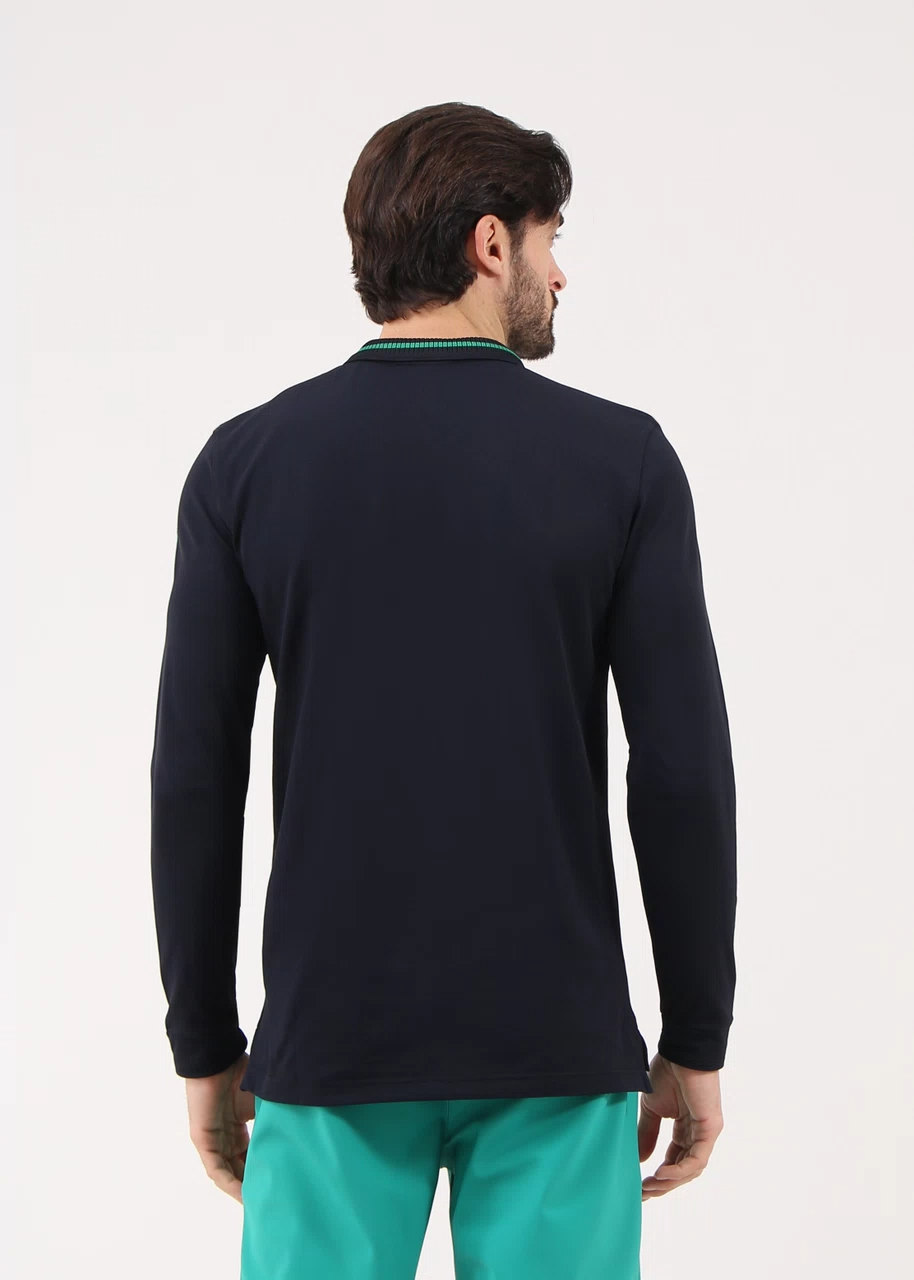 Chervo Men's ABBAZIA Pro-Therm® Thermal Longsleeve Pique Polo - BLACK