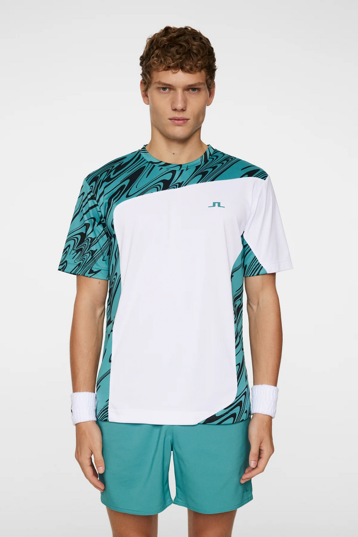 J.Lindeberg Mens Niccolo T-Shirt - LIQUIFY TEAL BLACK