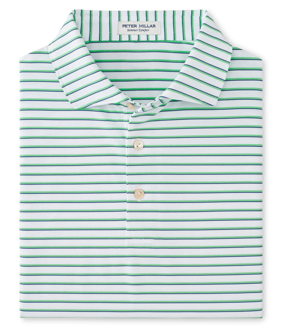 Peter Millar Youth Dunnes Performance Jersey Polo - White / Pear Tart