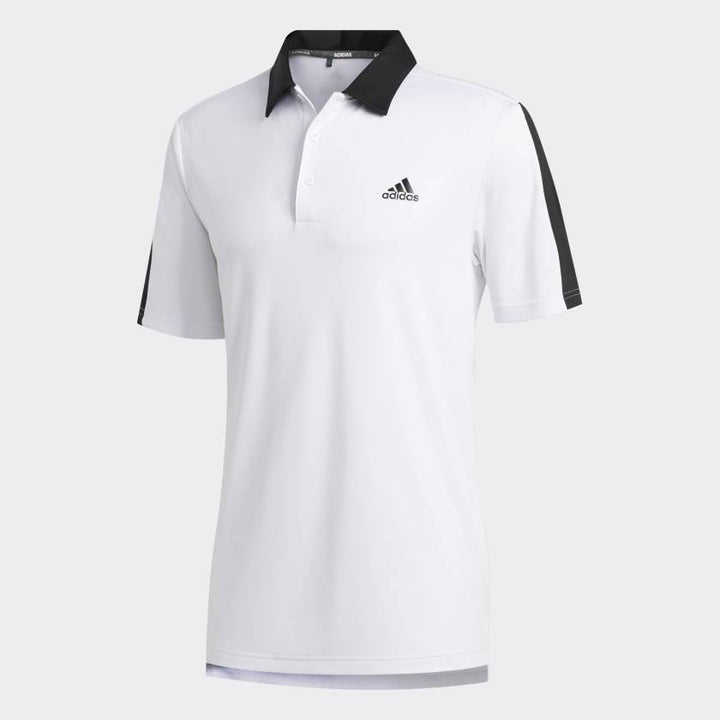 adidas Mens Bold Branded Polo Shirt - WHITE/BLACK