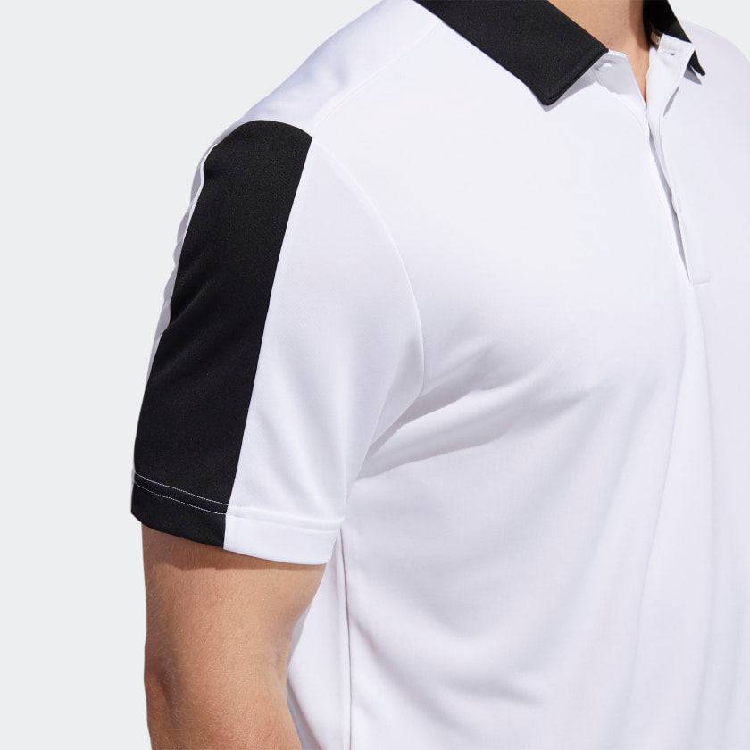 adidas Mens Bold Branded Polo Shirt - WHITE/BLACK