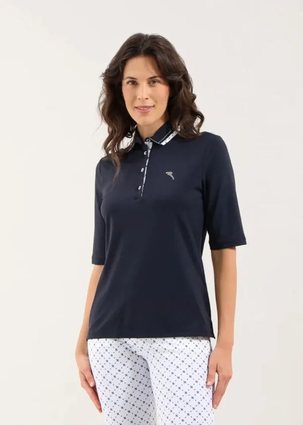 Chervo Women's ADVISOR 3/4 Sleeve Lightweight Pique Polo - NAVY