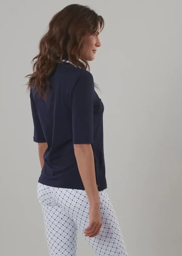 Chervo Women's ADVISOR 3/4 Sleeve Lightweight Pique Polo - NAVY