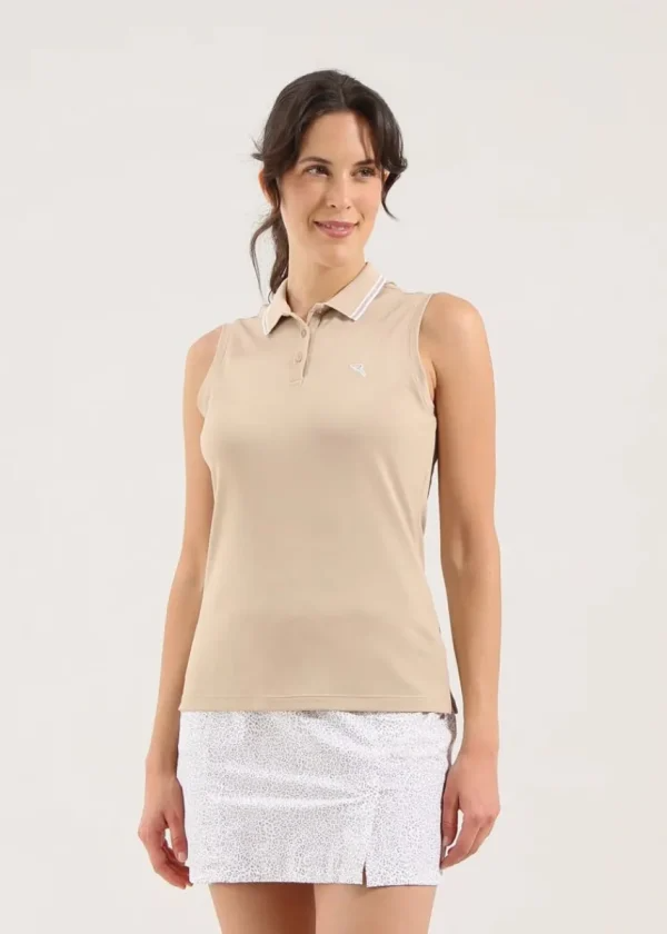 Chervo Women's AMACA Sleeveless Pique Polo - SAND