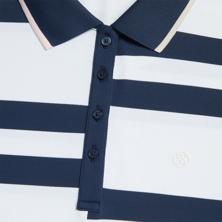 G/FORE WOMEN'S OFFSET STRIPE TECH PIQUÉ POLO - SNOW
