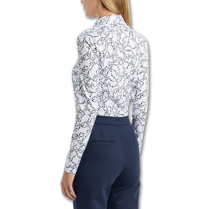 G/FORE WOMENS STAR DUST SILKY TECH NYLON LONG SLEEVE POLO - SNOW