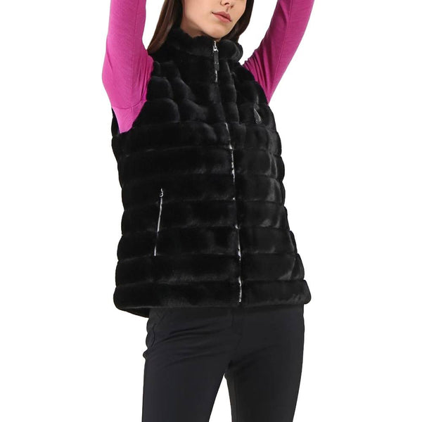 Chervò Women's EVINCE Pro-Therm® Reversible Full-Zip Insulated Faux-Fur Vest - BLACK