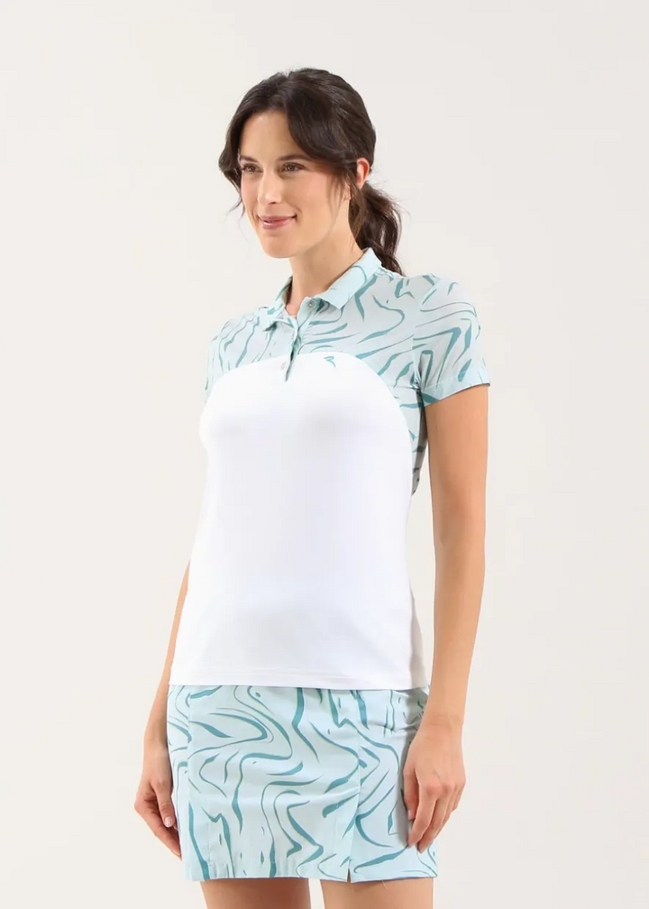 Chervo Women's ASTROLOGA Lightweight Polo - WHITE / TEAL