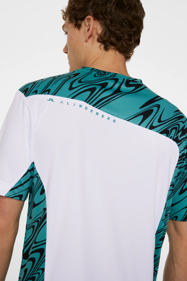 J.Lindeberg Mens Niccolo T-Shirt - LIQUIFY TEAL BLACK