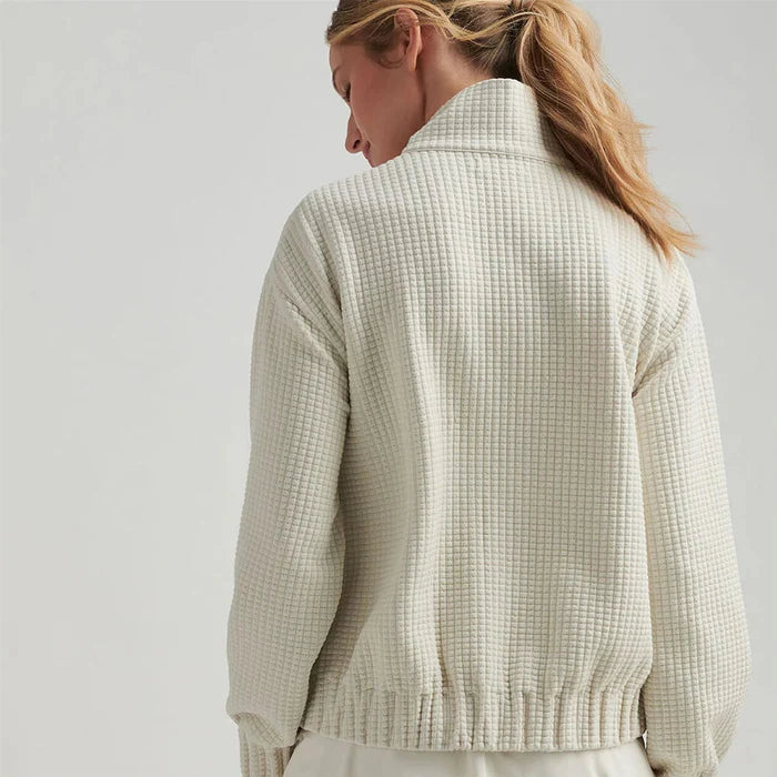 Peter Millar Women's Flora Knit Jacquard Full-Zip Layer - STONE