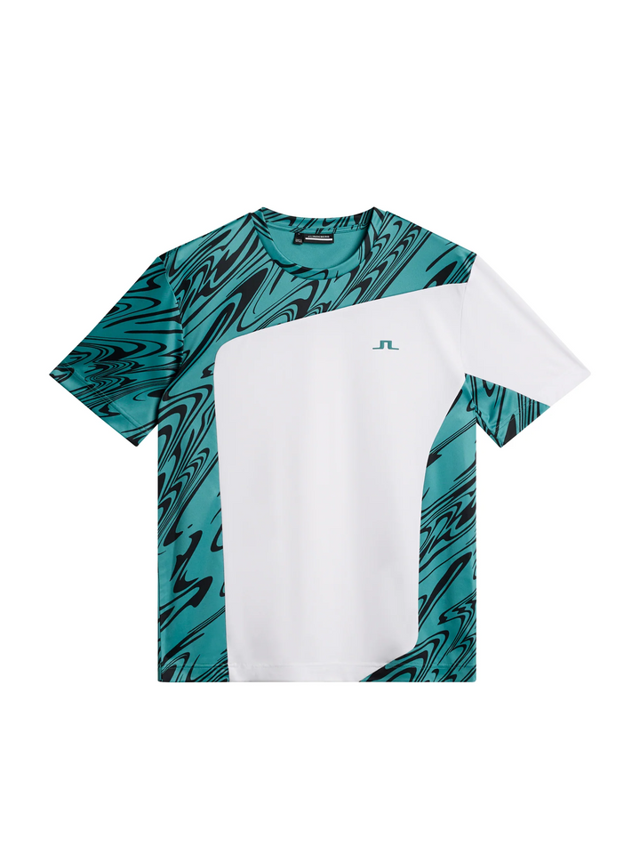 J.Lindeberg Mens Niccolo T-Shirt - LIQUIFY TEAL BLACK