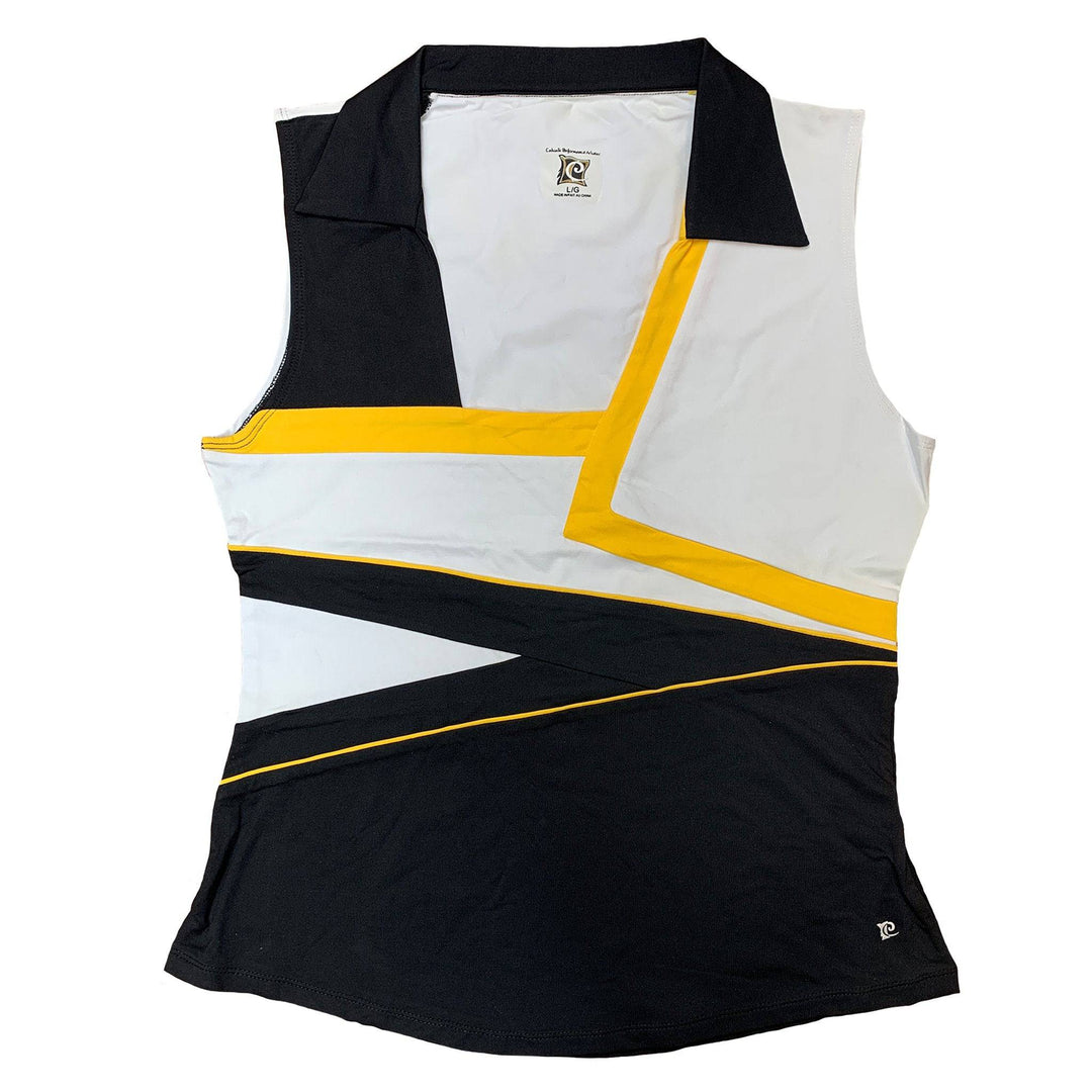 Catwalk Izzy Sleeveless Golf Top - Black/Yellow