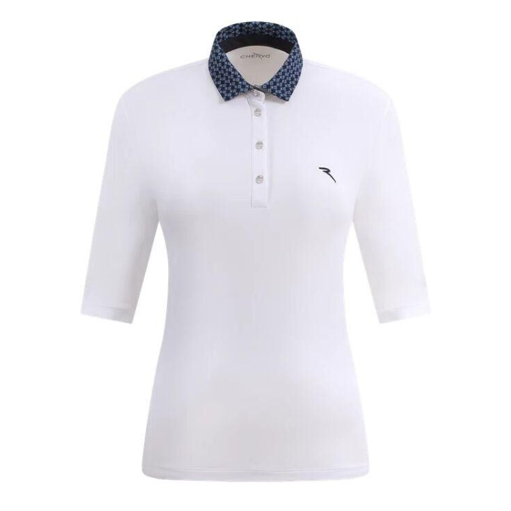 Chervo Women's ALLUME 3/4 Sleeve Pique Polo - WHITE