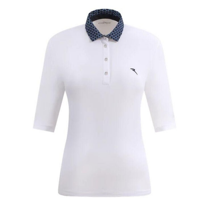 Chervo Women's ALLUME 3/4 Sleeve Pique Polo - WHITE