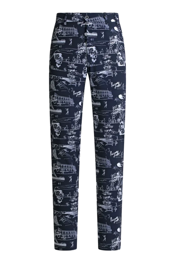 Chervò Men's SERENO 4-Way Stretch Print Pant - NAVY / FAIRWAY