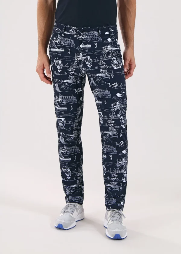 Chervò Men's SERENO 4-Way Stretch Print Pant - NAVY / FAIRWAY