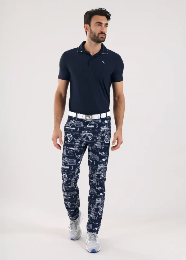 Chervò Men's SERENO 4-Way Stretch Print Pant - NAVY / FAIRWAY