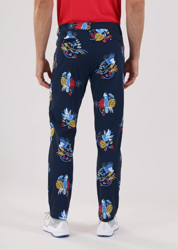 Chervò Men's SERENO 4-Way Stretch Tropical Print Pant - NAVY