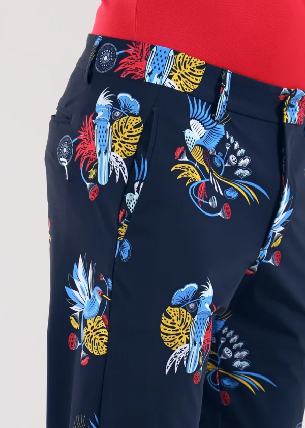 Chervò Men's SERENO 4-Way Stretch Tropical Print Pant - NAVY