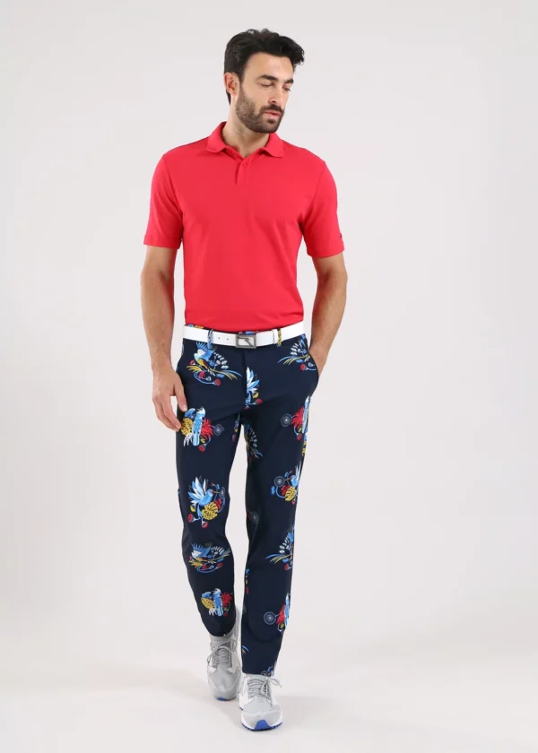 Chervò Men's SERENO 4-Way Stretch Tropical Print Pant - NAVY