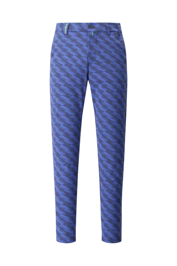 Chervò Men's START 4-Way Stretch Geo Print Pant - BLUE / NAVY
