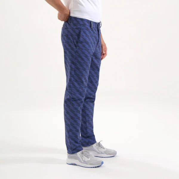 Chervò Men's START 4-Way Stretch Geo Print Pant - BLUE / NAVY