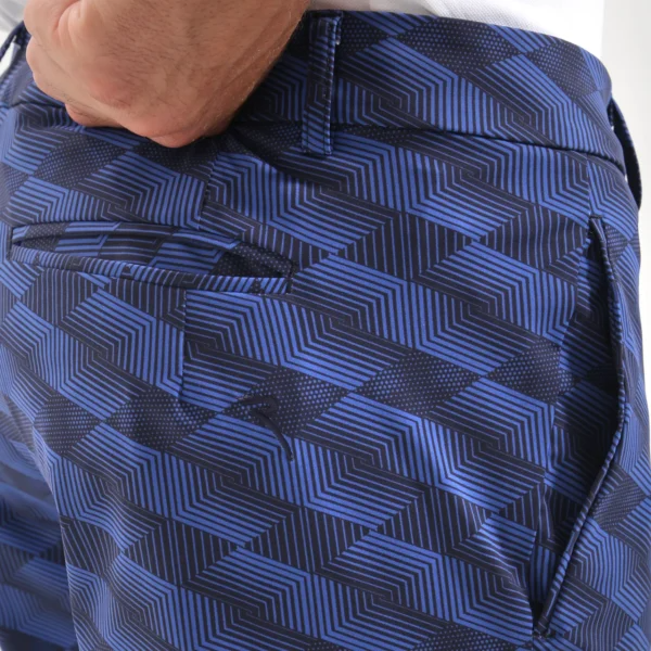 Chervò Men's START 4-Way Stretch Geo Print Pant - BLUE / NAVY