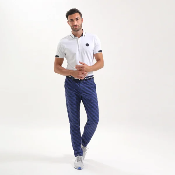 Chervò Men's START 4-Way Stretch Geo Print Pant - BLUE / NAVY