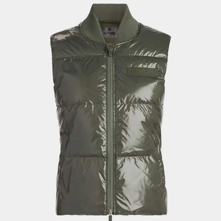G/FORE WOMEN'S CIRCLE G's COATED NYLON QUILTED PUFFER VEST - ISLE GREEN