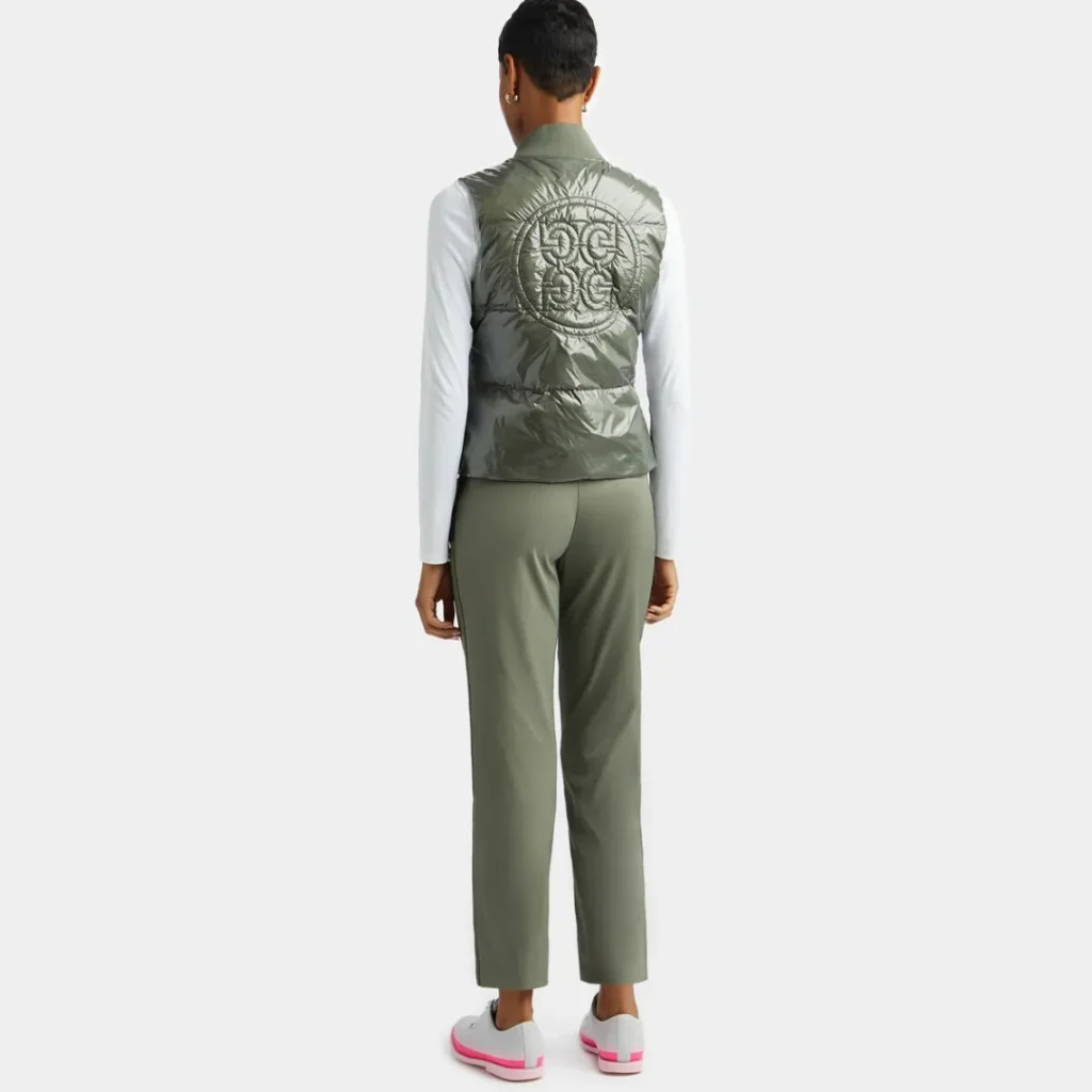 G/FORE WOMEN'S CIRCLE G's COATED NYLON QUILTED PUFFER VEST - ISLE GREEN
