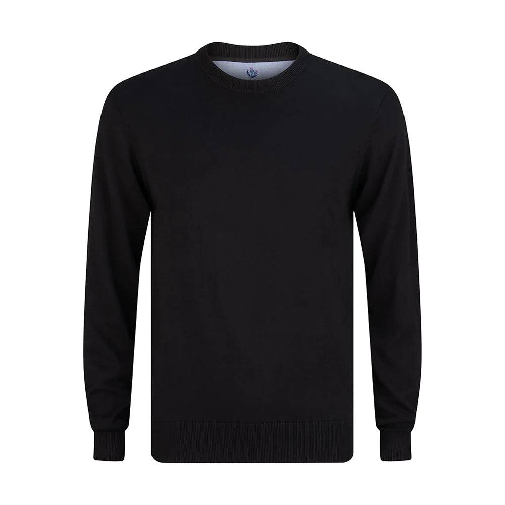 Donald Ross Mens Classic Fit SUPER GOLF Cotton Crew Neck Sweater - BLACK